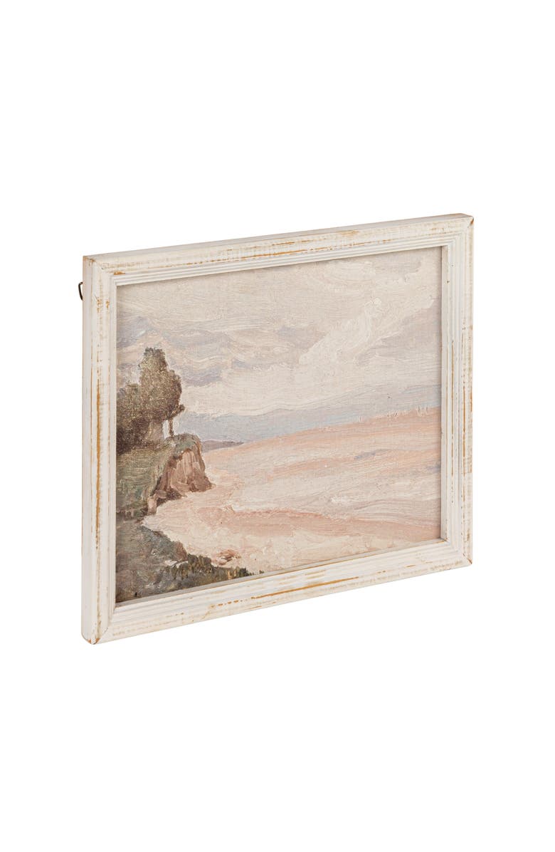 Storied Home Framed Wall Décor with Seaside Landscape, Main, color, White