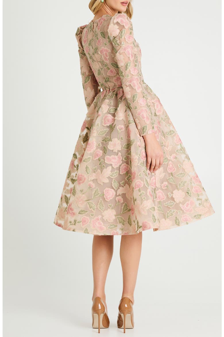 Anastasia Sequin Floral Fit & Flare Cocktail Dress, Alternate, color, ROSE/ GREEN FLORAL
