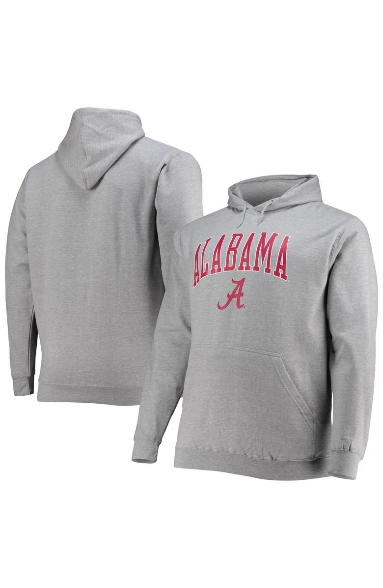 Champion Men's Champion Heather Gray Alabama Crimson Tide Big & Tall Arch Over Logo Powerblend Pullover Hoodie, Main, color, Heather Gray