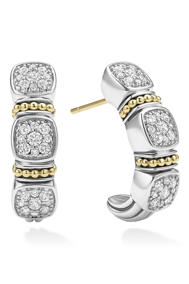 Rittenhouse Diamond Pavé Hoop Earrings , Alternate, color, SILVER