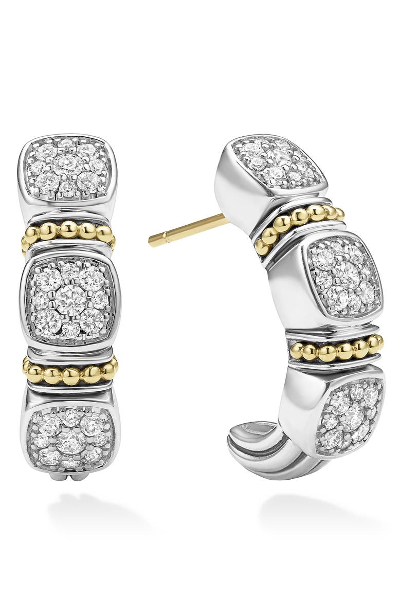 LAGOS Rittenhouse Diamond Pavé Hoop Earrings, Alternate, color, Silver