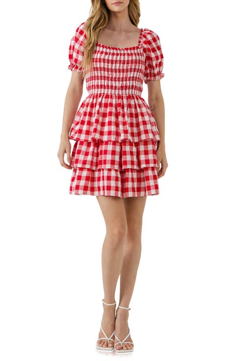 Gingham Smocked Minidress