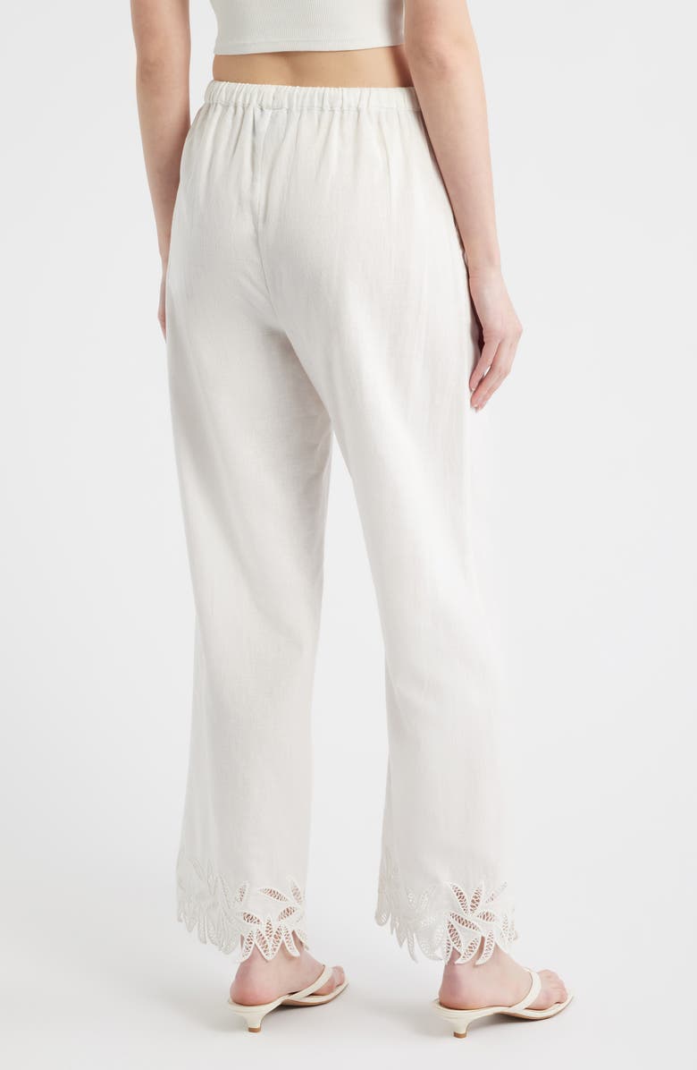 Rails Emmie Cotton & Linen Drawstring Pants, Alternate, color, White Palm Embroidery