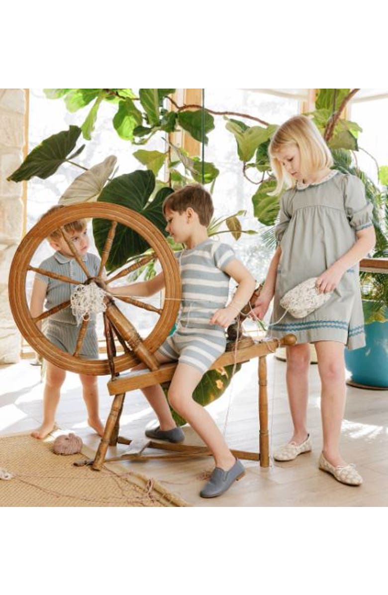 Ely's & Co. Looms Wave Collection - Tulip Collar 3/4 Dress for Little Kids, Alternate, color, Blue