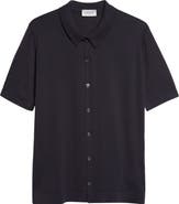 John Smedley Folke Knit Short Sleeve Cotton Button-Up Shirt