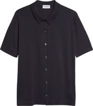 John Smedley Folke Knit Short Sleeve Cotton Button-Up Shirt
