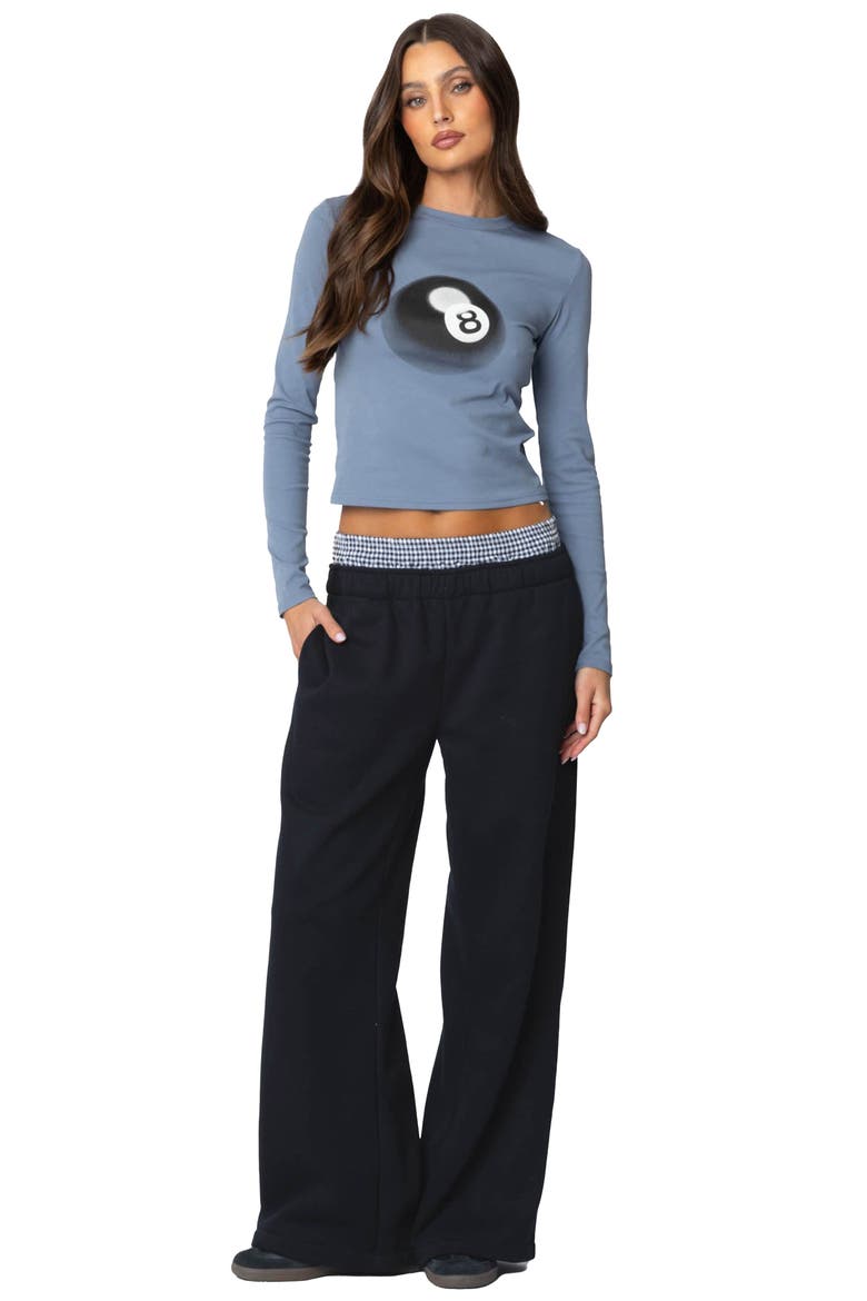 Gingham Boxer Detail Sweatpants, Alternate, color, BLACK