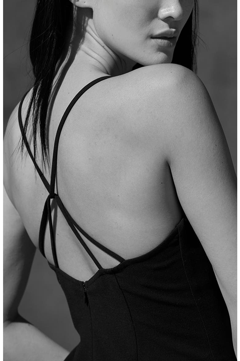 Crisscross Back Midi Dress, Alternate, color, Black