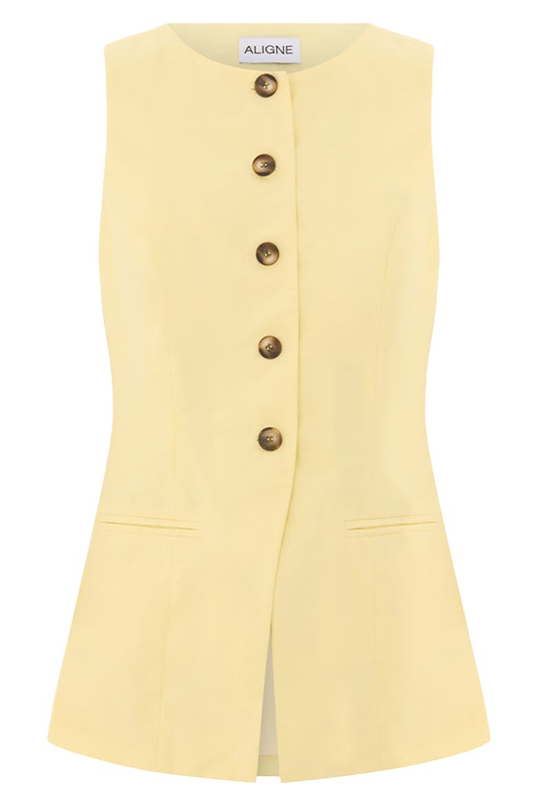 Leo Collarless Vest, Alternate, color, BUTTER YELLOW