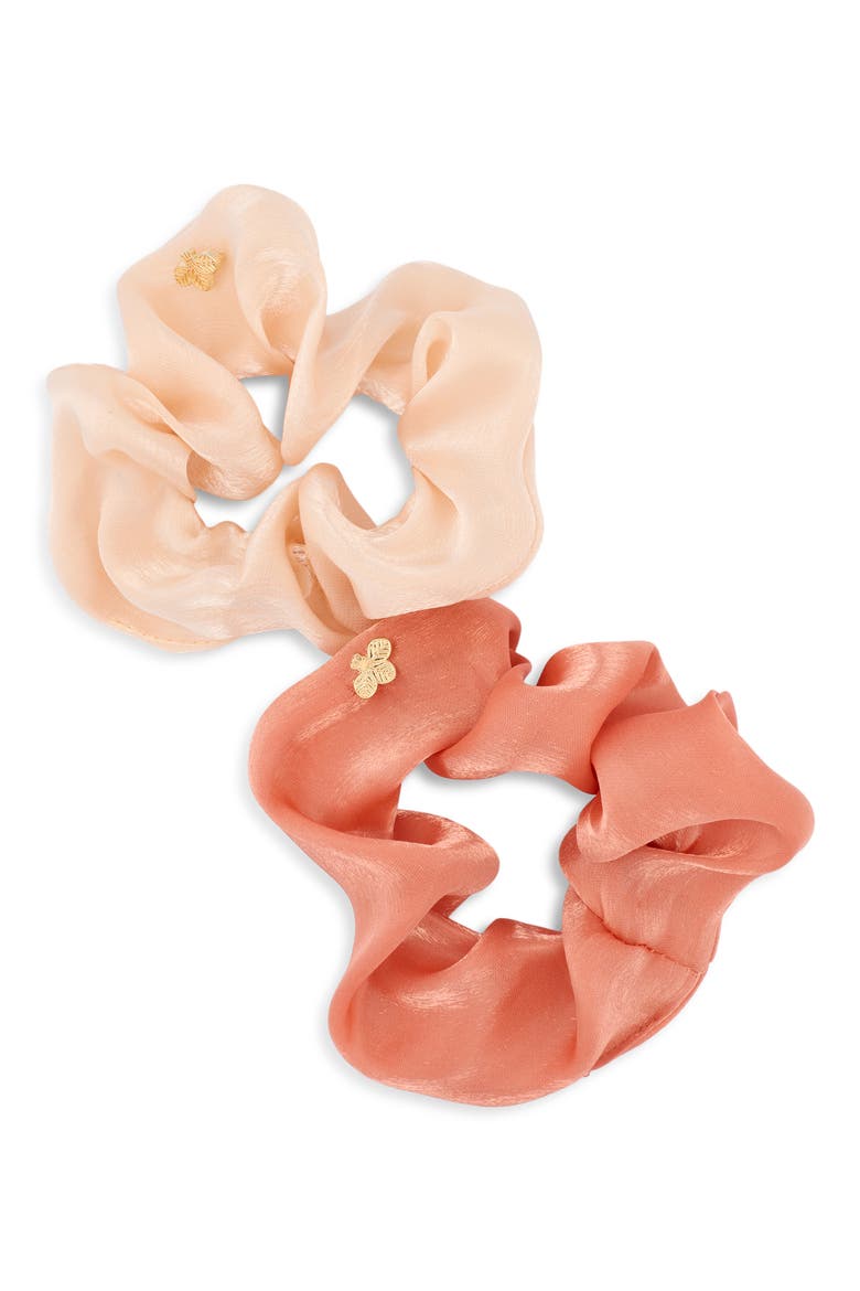 Assorted 2-Pack Gilded Scrunchies, Main, color, ORANGE