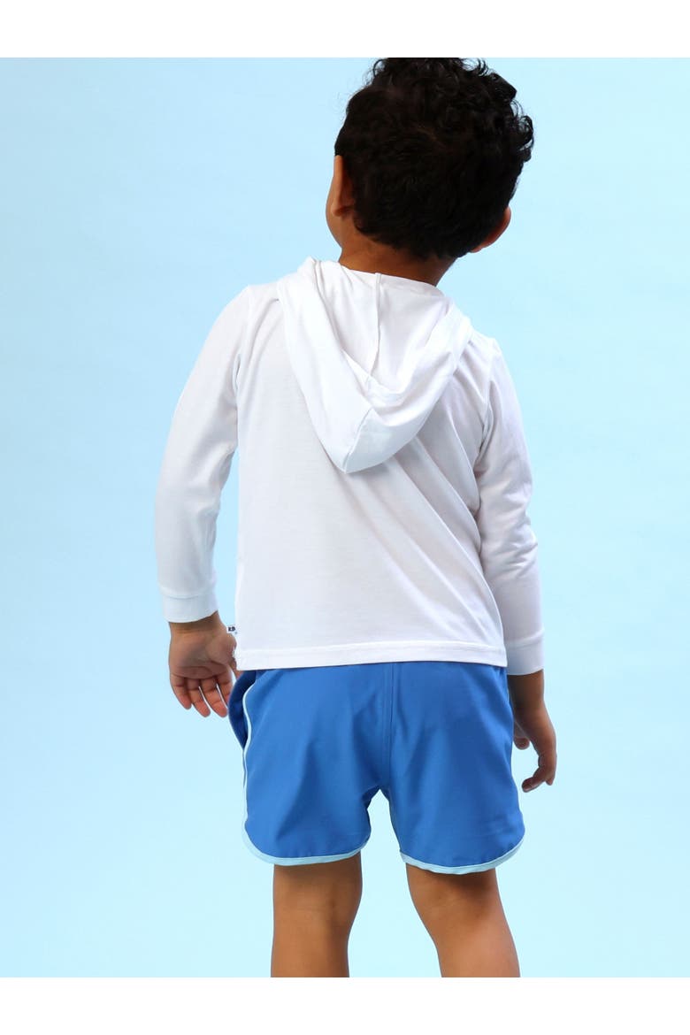 UPF50+ Sun Protected Stretch Dolphin Hem Swim Trunks, Alternate, color, Sonic Blue