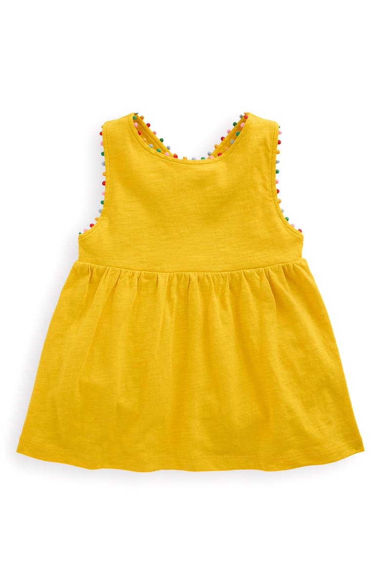 Mini Boden Kids' Pompom Accent Crossback Cotton Top, Main, color, Pineapple Yellow