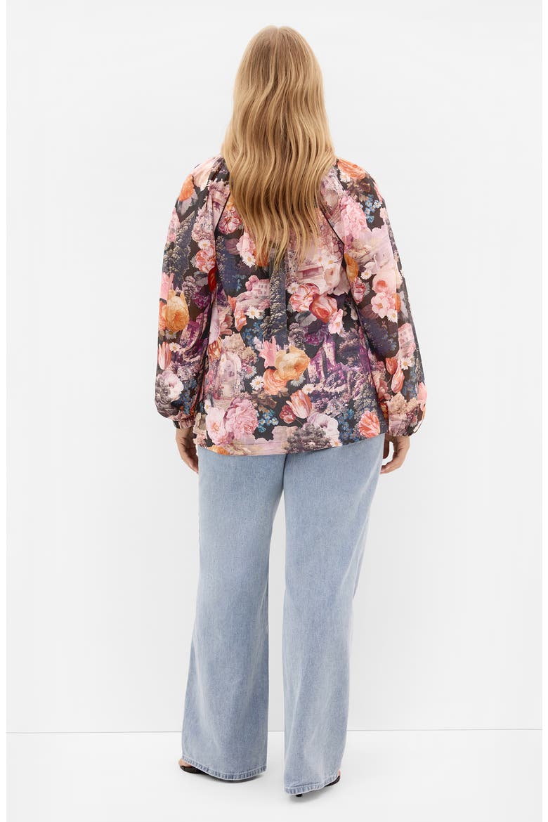 Thea Bloom Print V-Neck Tie Top, Alternate, color, SHEER BLOOM
