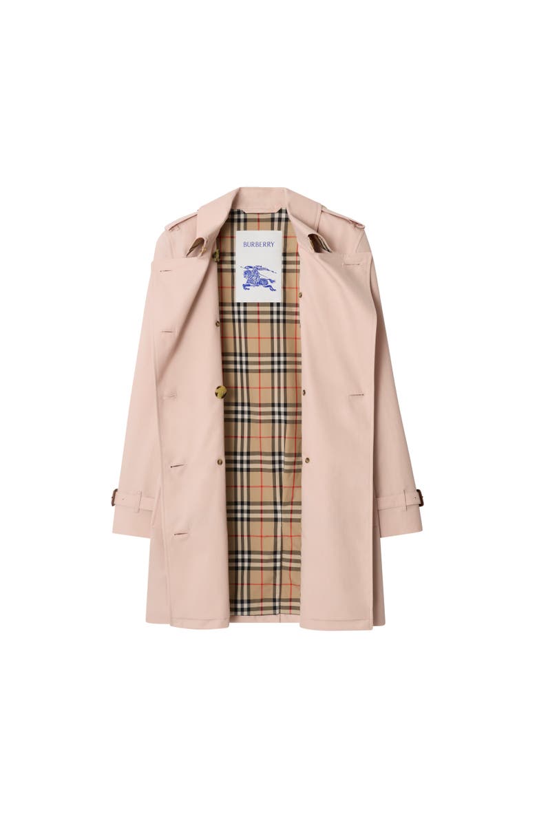 Burberry Short Tropical Gabardine Kensington Trench Coat, Alternate, color, Pale Sugar Pink