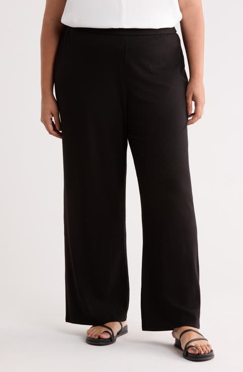 Rib Wide Leg Pants (Plus)