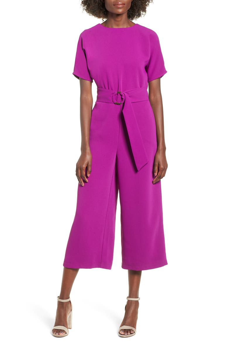 Belted Culotte Jumpsuit, Main, color, VIOLET