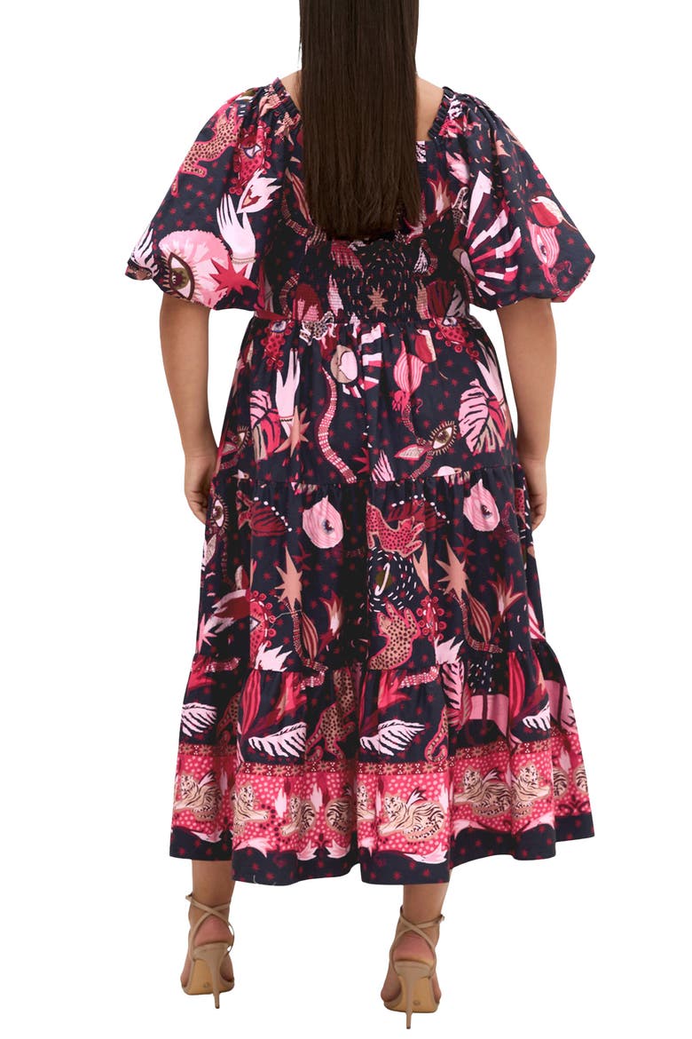 Simona Mixed Print Midi Dress, Alternate, color, CALISTA DARK