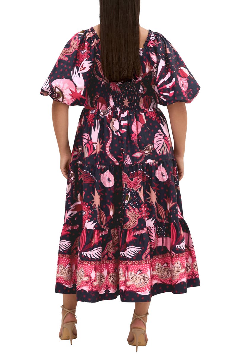 City Chic Simona Mixed Print Midi Dress, Alternate, color, Calista Dark