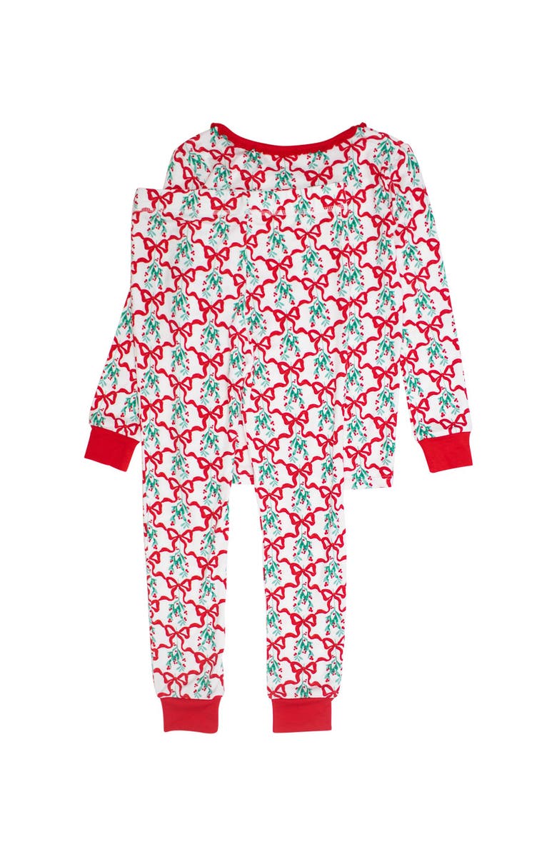 RuffleButts Girls SoftSnooze Ruffle Long Sleeve Pajama Set, Alternate, color, Carol Of The Bows