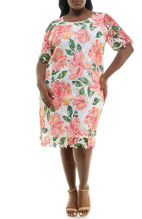 Elbow Sleeve Lace Dress (Plus)