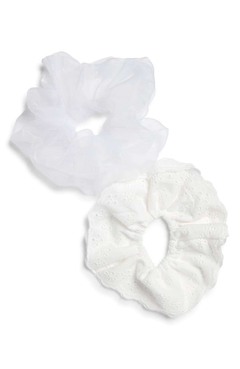 Chelsea28 2-Pack Eyelet Scrunchies, Main, color, White
