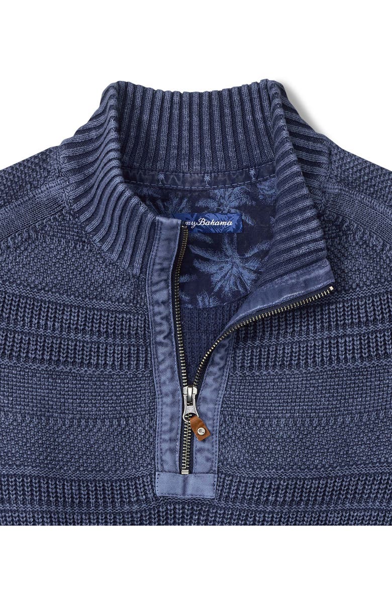 Tommy Bahama Saltwater Textured Cotton Half Zip Sweater, Alternate, color, Carbon Navy