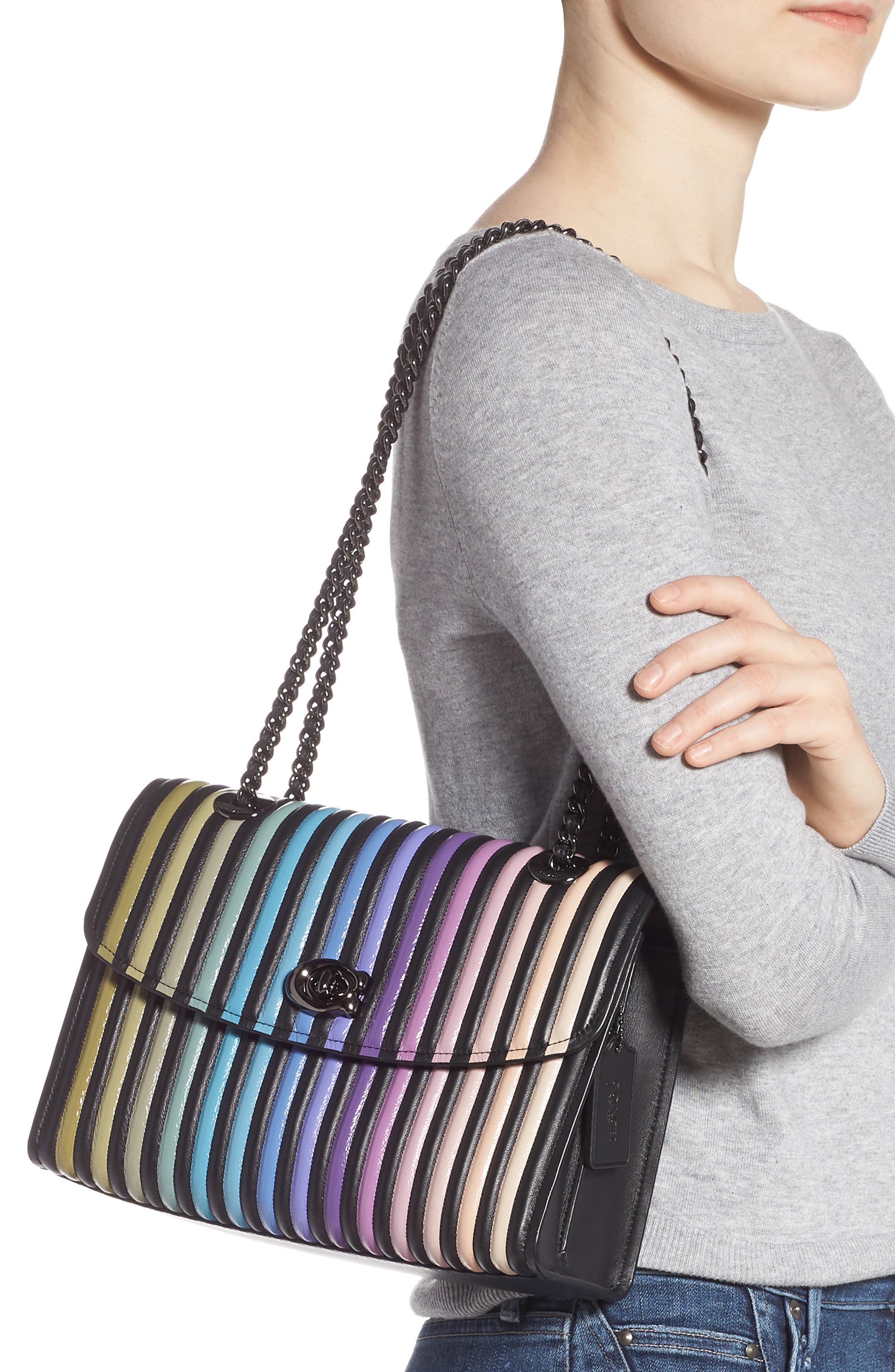 COACH Parker Ombré Quilting Leather Top Handle Shoulder Bag, Alternate, color, 