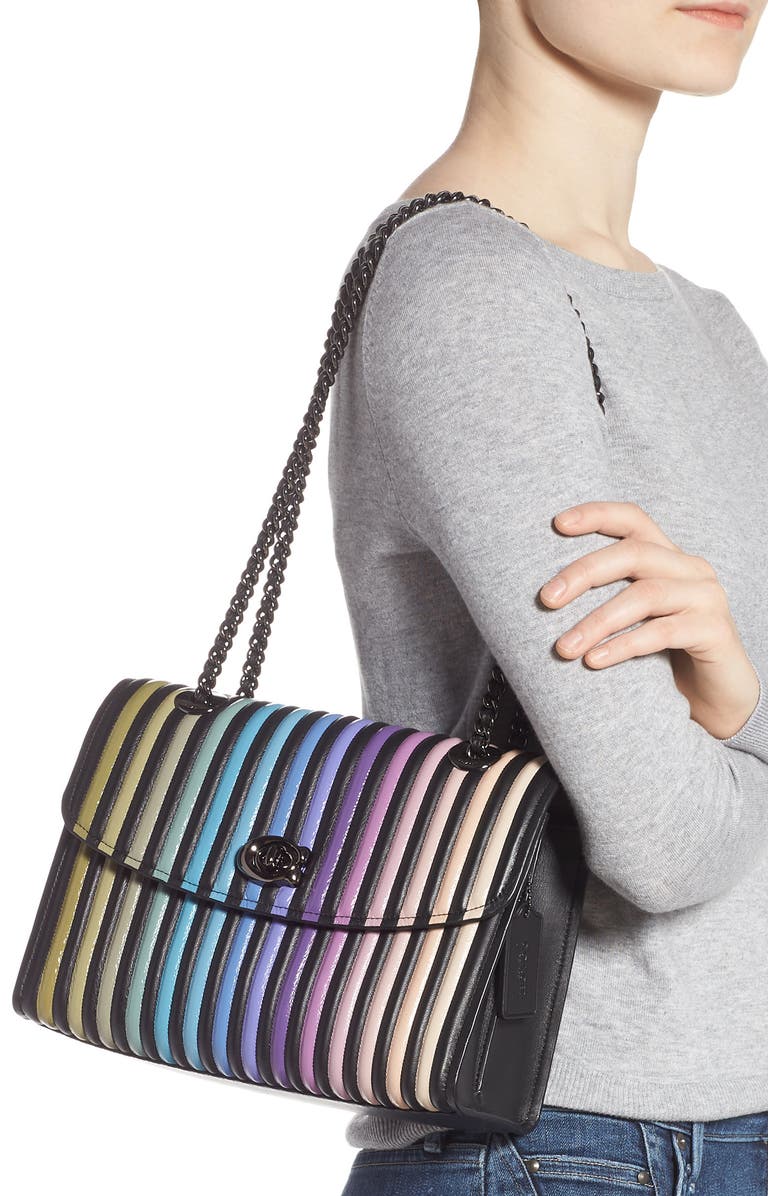 COACH Parker Ombré Quilting Leather Top Handle Shoulder Bag, Alternate, color,