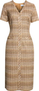 ST. JOHN Artisanal Weave Tweed Midi Dress