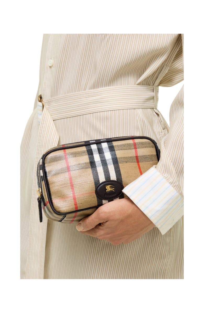 Burberry Highlands Make-up Pouch, Alternate, color, Sand Beige