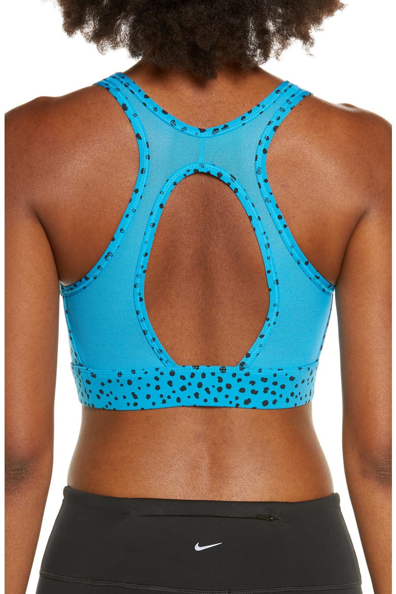 Polka Dot Open Back Sports Bra, Alternate, color, LASER BLUE/ LASER BLUE/ BLACK