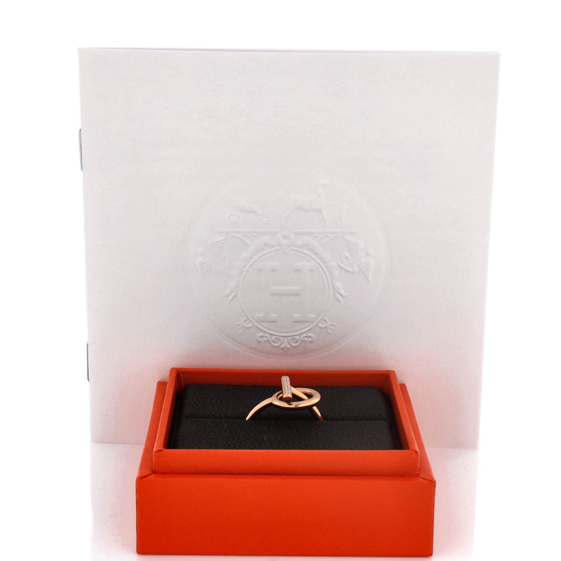 Pre-Owned Hermes Echappee Ring 18K Rose Gold and Diamonds Small, Alternate, color, Rose Gold
