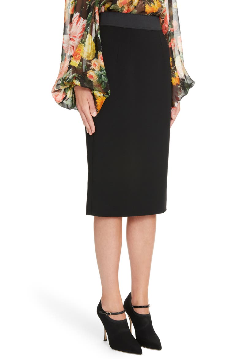 Stretch Wool Pencil Skirt, Alternate, color, BLACK
