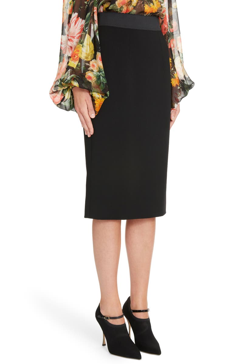 Dolce&Gabbana Stretch Wool Pencil Skirt, Alternate, color,