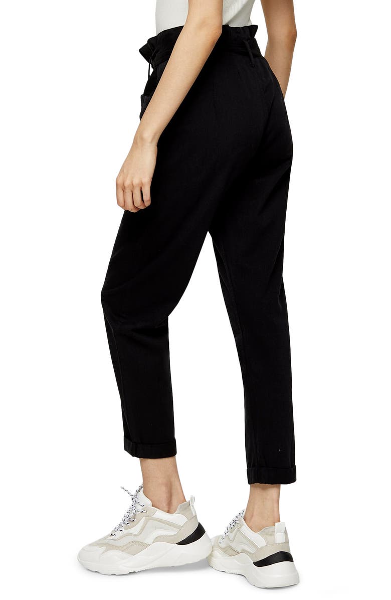 Topshop Billy Paperbag Waist Crop Utility Trousers, Alternate, color, 