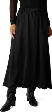 Eileen Fisher Crinkled Satin Bubble Hem Skirt