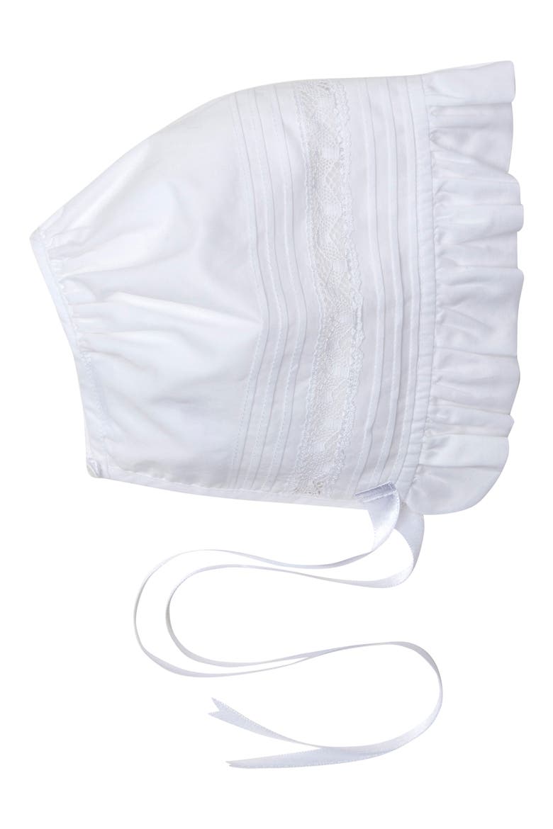 New Silene Cotton Christening Gown & Bonnet, Alternate, color, WHITE