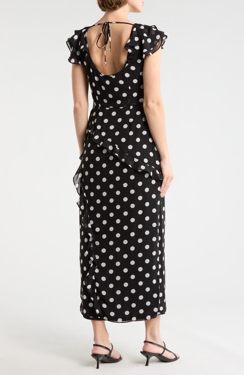 WAYF Ruffle Polka Dot Dress, Alternate, color, Black Polka Dot