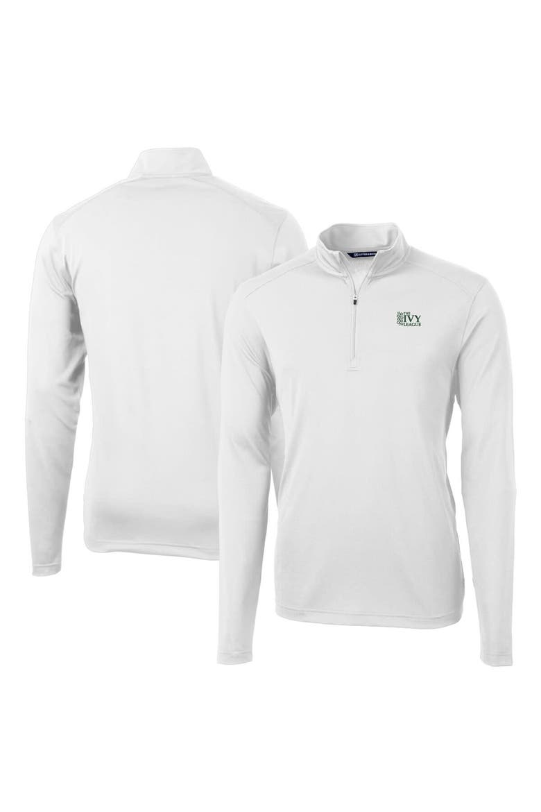 Men's Cutter & Buck  White Ivy League DryTec Virtue Eco Pique Recycled Quarter-Zip Pullover, Main, color, White