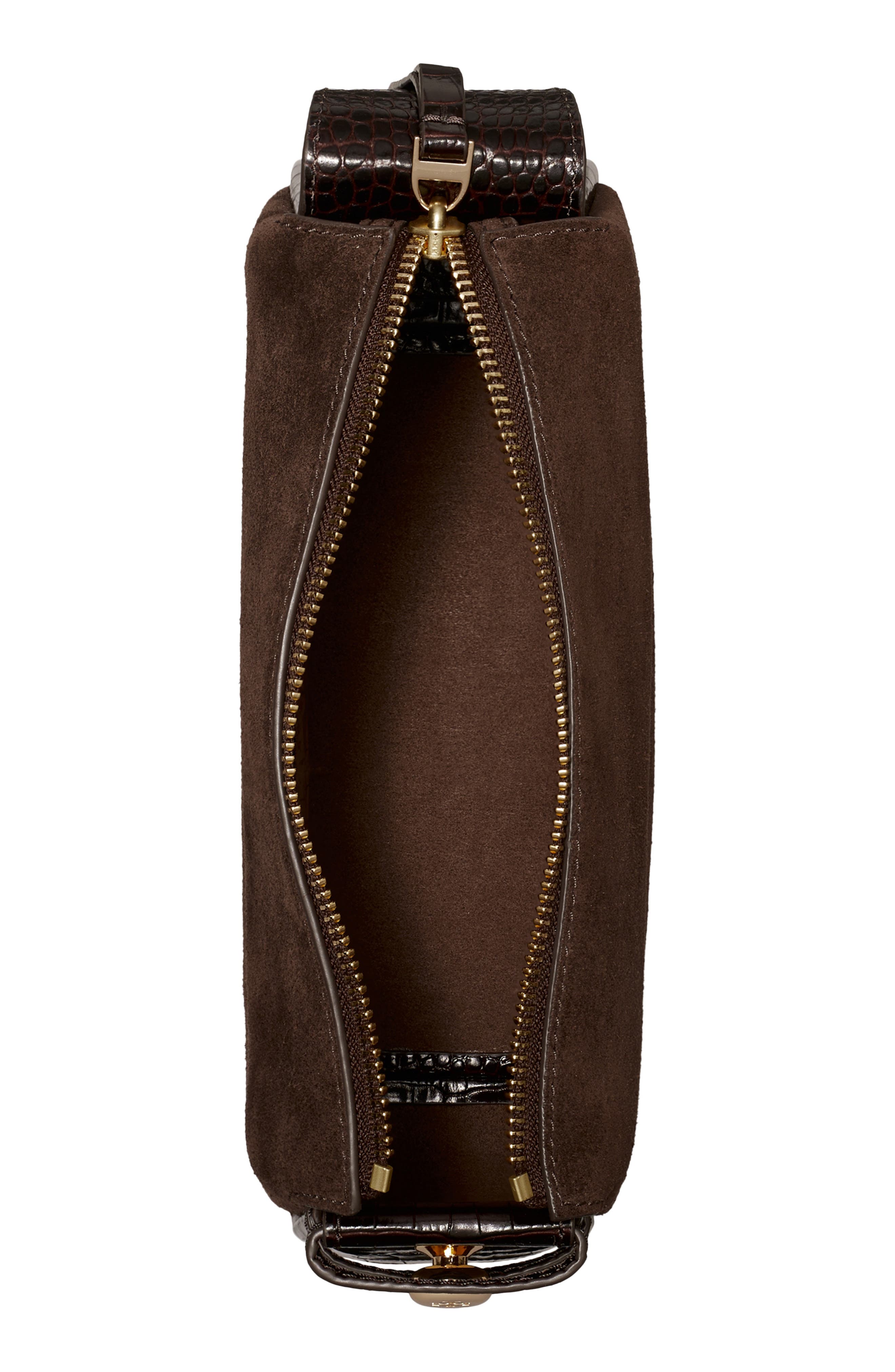Small Romy Suede Shoulder Bag, Alternate, color, DARK COCOA