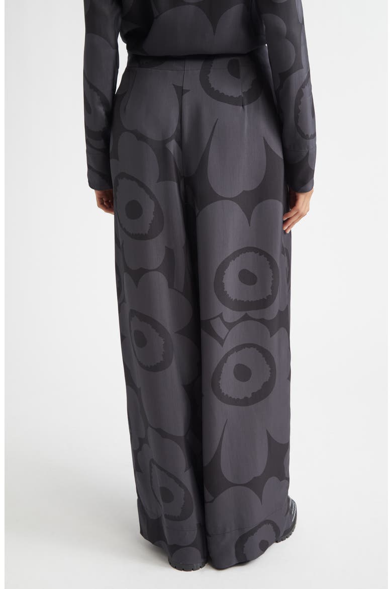 Nhtvyys Unikko Pleated Wide Leg Twill Pants, Alternate, color, BLACK/ DARK GREY