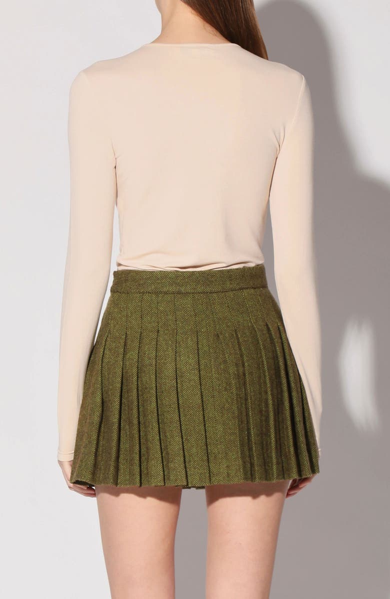 Walter Baker Susanna Chevron Pleated Miniskirt, Alternate, color, Leaf Herringbone