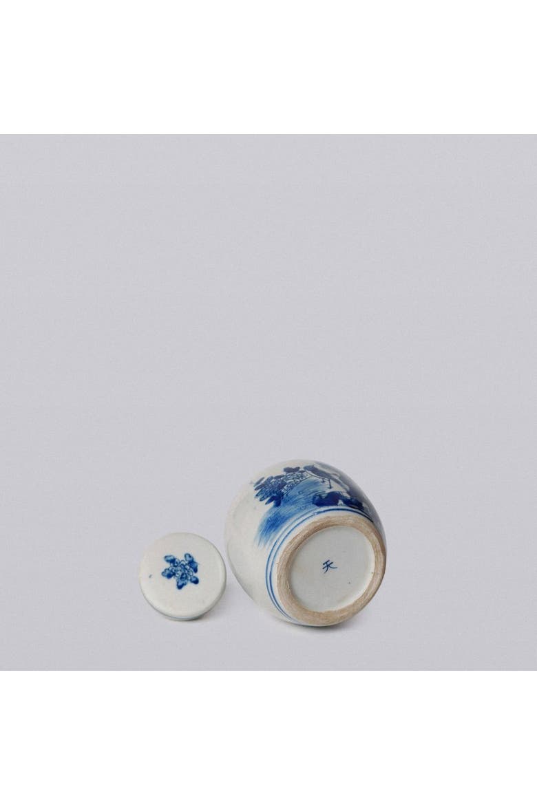 Porcelain Mini Bird and Flower Round Jar, Alternate, color, Blue and White