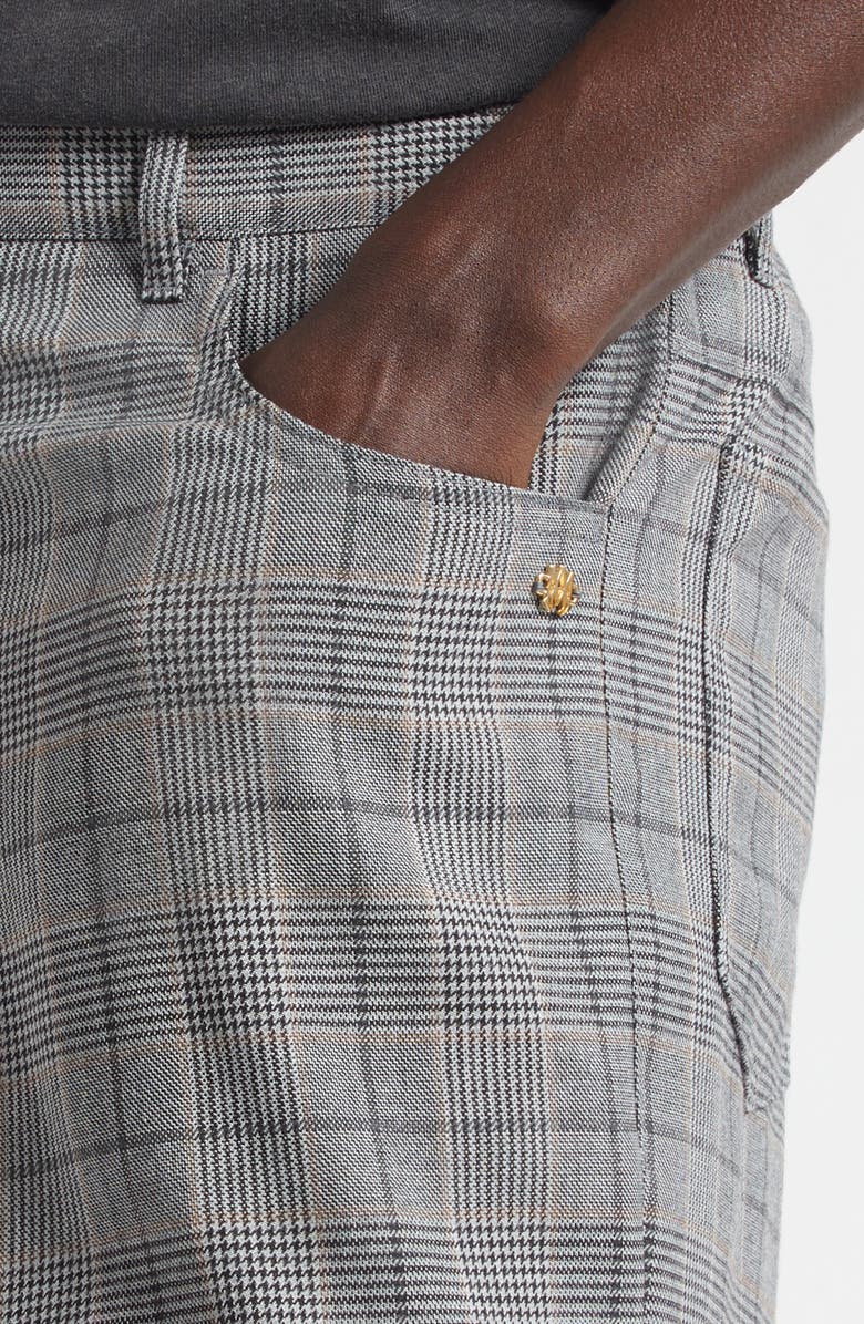 AMIRI Check Wool Bootcut Pants, Alternate, color, Dark Grey