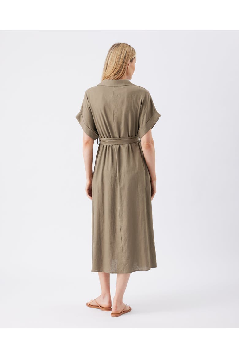 Amy Linen Nursing Shirt Dress, Alternate, color, Olive