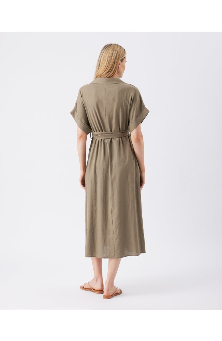 Ripe Maternity Amy Linen Nursing Shirt Dress, Alternate, color, Olive