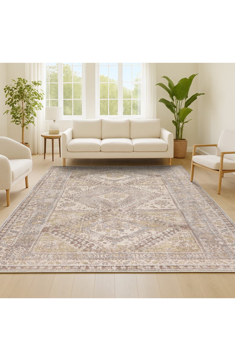 JONATHAN Y Darija Ornate Geometric Medallion Area Rug, Alternate, color, Gray
