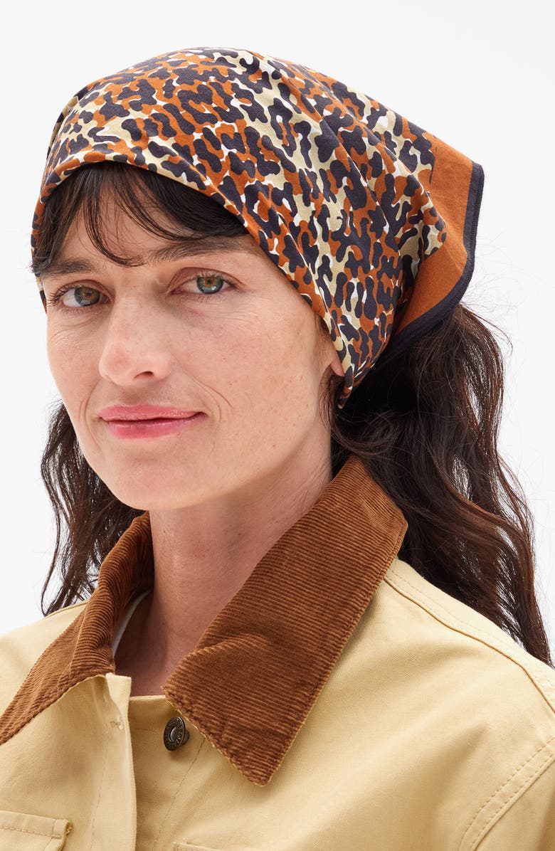 Clare V. Double Jag Bandana Scarf, Main, color, Caramel Multi