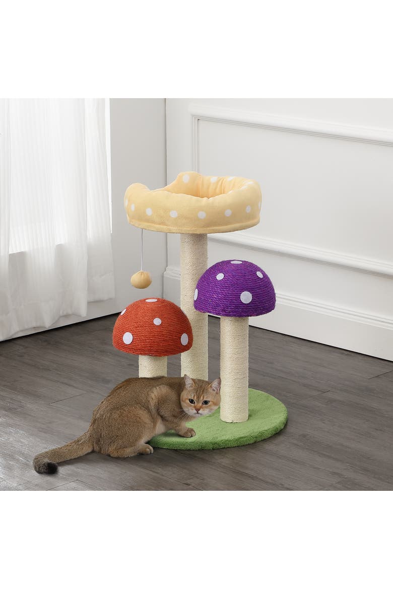 Pixie 3-Tier Cottage Sisal Mushroom Cat Tree with Scratching Posts, Alternate, color, Multi