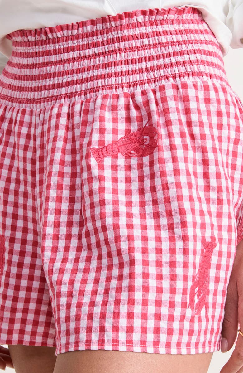 vineyard vines Nori Lobster Appliqué Cotton Gingham Shorts, Alternate, color, 
